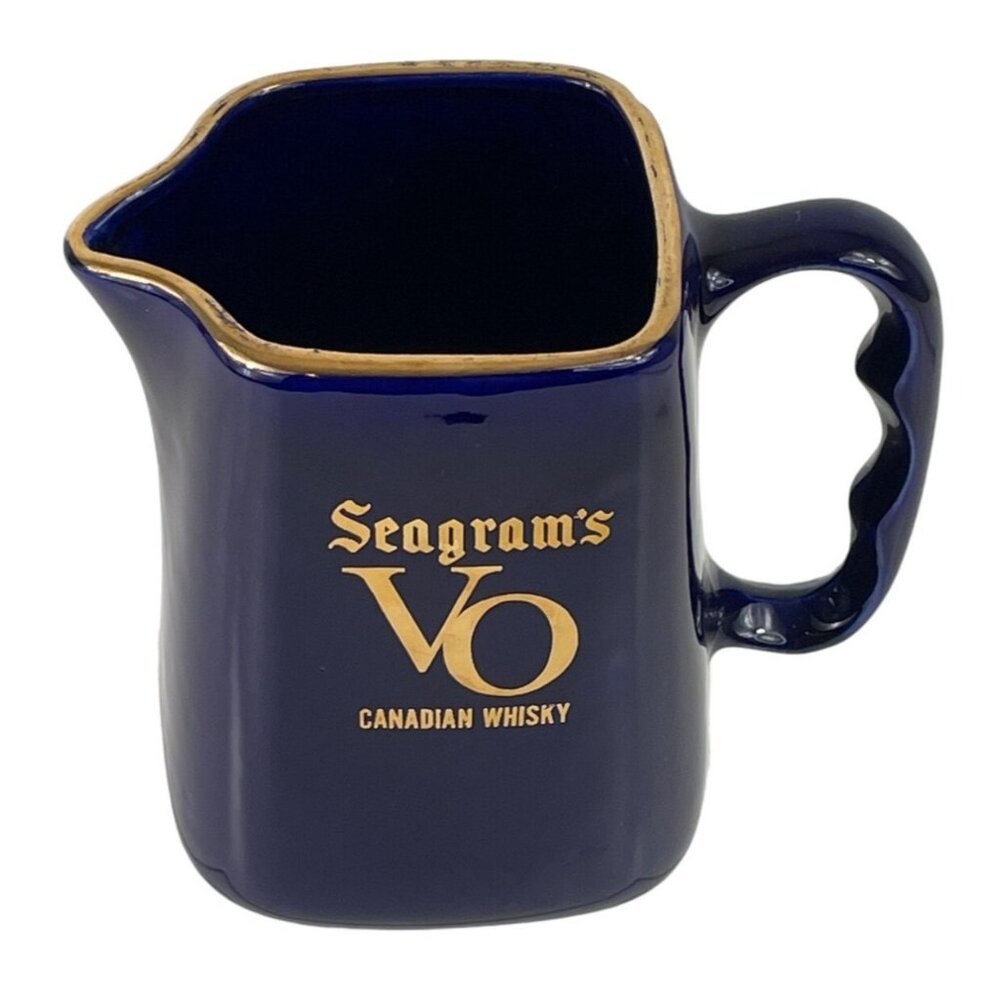 Seagram’s Whisky Pitcher Canadian Navy VO Mug Pouring Spout Gold Toned Trim